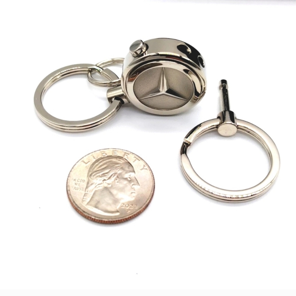 Genuine Silver Mercedes Benz Dual Fob Keychain Detachable for Valet OEM-Boxed - Picture 6 of 7